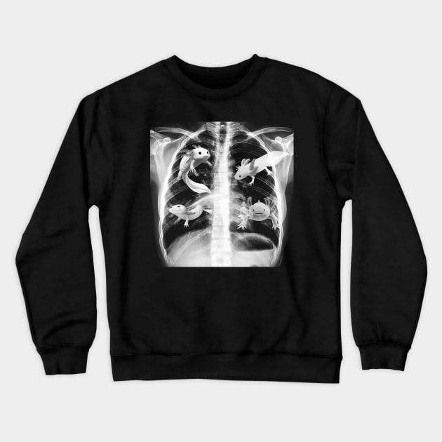 Axolotls Fish skeleton XRay Inside White-Axolotl Lizard Crewneck Sweatshirt by Msafi